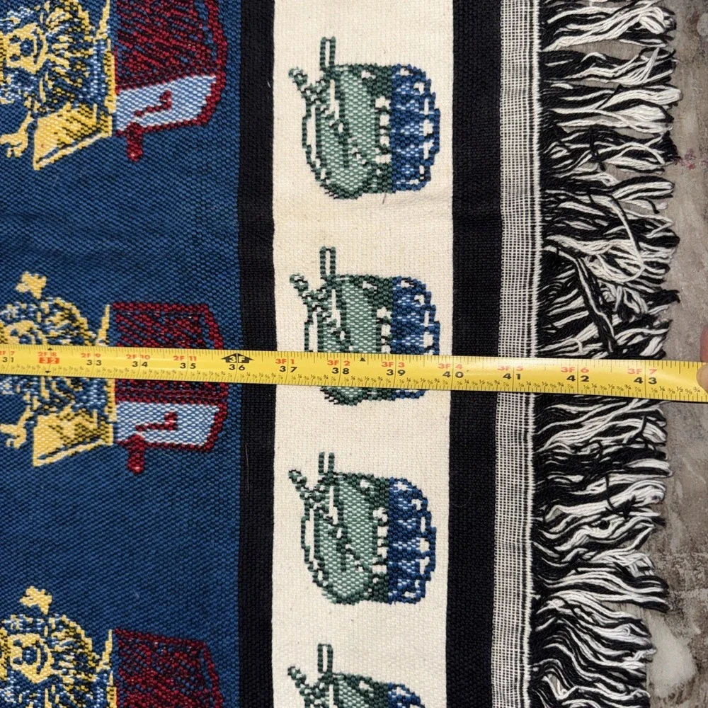 Crown Crafts Vintage Baby Blanket Tapestry Throw Clown Drums Toys Fringe 43X26